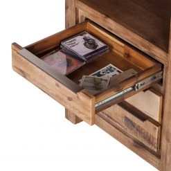 Red Living Étagère Akhatar - Partiellement en acacia massif - Acacia multicolore / Cendré -Meubles de salle à manger Soldes Magasin regal akhatar akazie teilmassiv akazie multicolor smoked 3627609