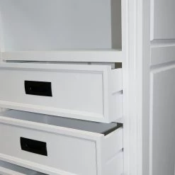 Maison Belfort Étagère Nasinu - Partiellement en paulownia massif - Blanc / Gris ancien -Meubles de salle à manger Soldes Magasin regal braun weiss 4727732
