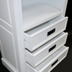 Maison Belfort Étagère Nasinu - Partiellement en paulownia massif - Blanc / Gris ancien -Meubles de salle à manger Soldes Magasin regal braun weiss 4727736