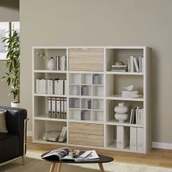 Fredriks Etagère Concept V - Blanc crème / Chêne naturel -Meubles de salle à manger Soldes Magasin regal concept v weiss eiche dekor 1993982