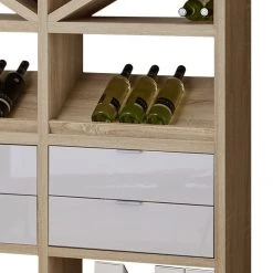 Fredriks Etagère Concept XIII - Imitation chêne / Blanc brillant -Meubles de salle à manger Soldes Magasin regal concept xiii eiche dekor hochglanz weiss 1997298