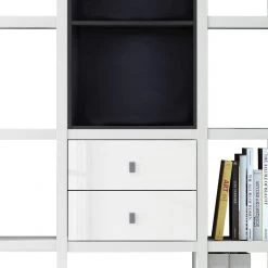 Loftscape Etagère Emporior III - Blanc brillant / Noir - Sans éclairage -Meubles de salle à manger Soldes Magasin regal emporior iii ohne beleuchtung hochglanz weiss schwarz 2032862