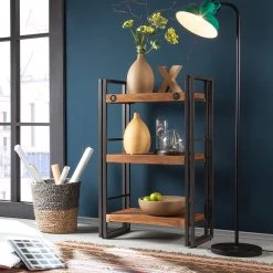 Ars manufacti Étagère Manchester III - Acacia massif / Métal -Meubles de salle à manger Soldes Magasin regal manchester iii akazie massiv metall 2953537