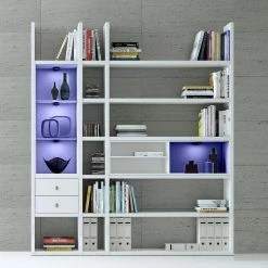 Loftscape Etagère Emporior III.B - Blanc - Avec éclairage -Meubles de salle à manger Soldes Magasin regalwand emporior iii b rgb led beleuchtung weiss 3397801