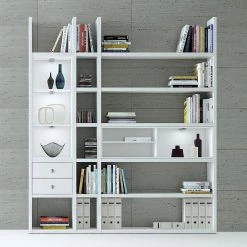 Loftscape Etagère Emporior III.B - Blanc - Avec éclairage -Meubles de salle à manger Soldes Magasin regalwand emporior iii b weiss 289429