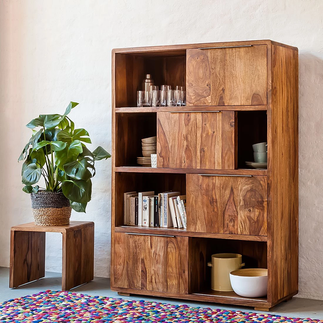 Ars Natura Étagère à portes coulissantes Trangle - Sheesham massif 4 Ars Natura Étagère à portes coulissantes Trangle - Sheesham massif – Image 4