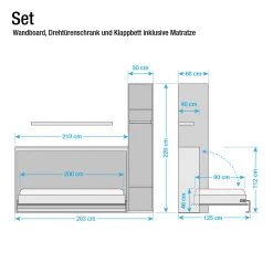 Loftscape Ensemble lit mural Godia II - Blanc / Imitation chêne de Sonoma - Maletas de mousse -Meubles de salle à manger Soldes Magasin schrankbett kombination godia ii schaumstoffmatratze weiss 5173008