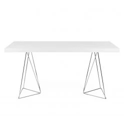 Temahome Table Hueva - Blanc / Chrome - Largeur : 160 cm 11 Temahome Table Hueva - Blanc / Chrome - Largeur : 160 cm -Meubles de salle à manger Soldes Magasin schreibtisch multi trestles mattweiss 5005784