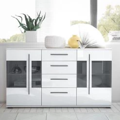 Roomscape Buffet Farson - Blanc brillant / Blanc -Meubles de salle à manger Soldes Magasin sideboard farson hochglanz weiss weiss 3696761