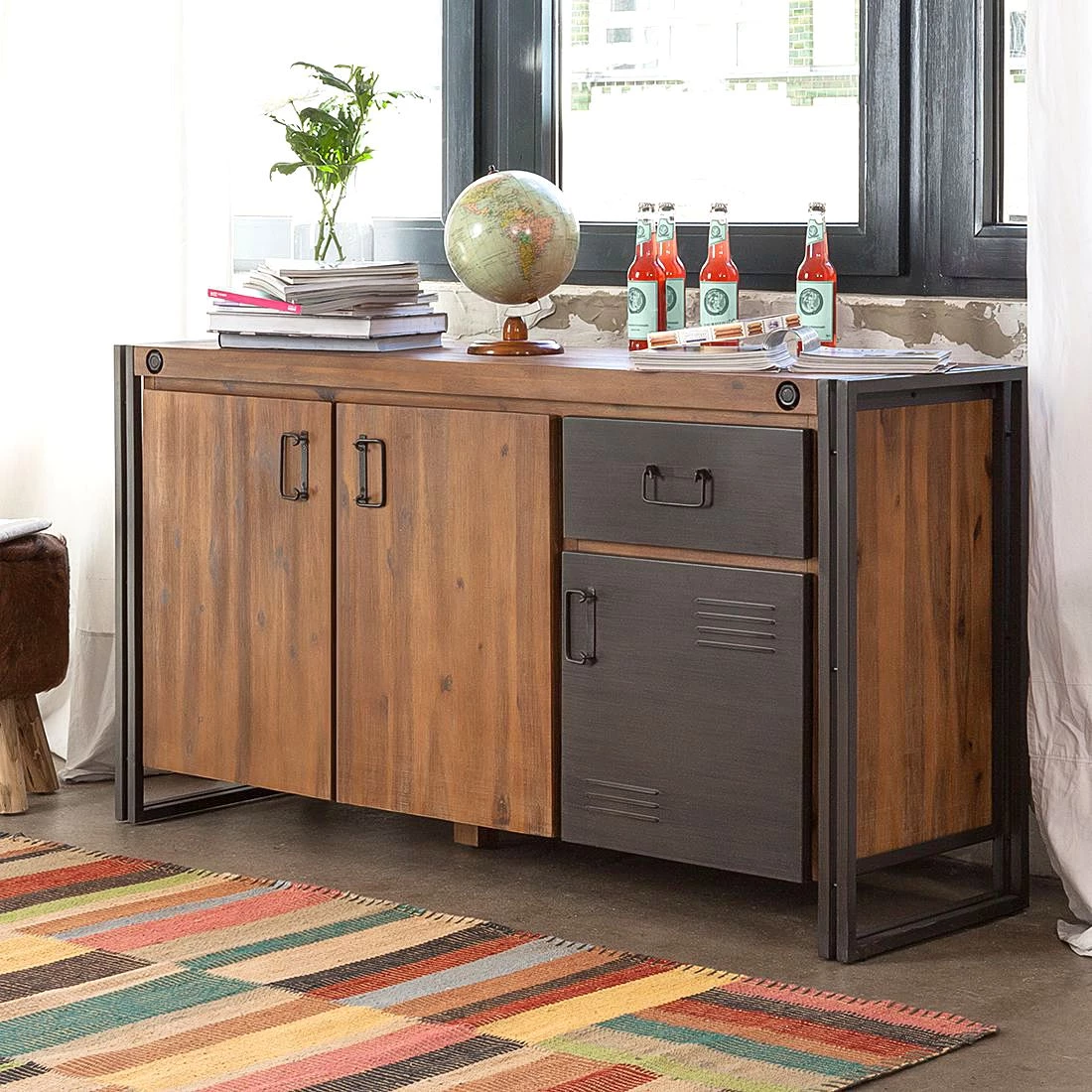Ars manufacti Buffet Manchester I - Acacia massif / Métal 2 Ars manufacti Buffet Manchester I - Acacia massif / Métal – Image 2