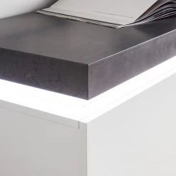 Fredriks Enfilade Namona III - Éclairage inclus - Imitation béton / Blanc -Meubles de salle à manger Soldes Magasin sideboard namona iii inkl beleuchtung weiss anthrazit weiss anthrazit 4040332