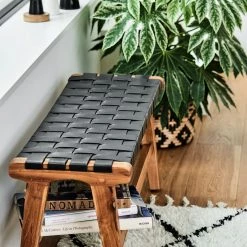 Eva Padberg Collection Banquette Bourbourg - Noir / Teck -Meubles de salle à manger Soldes Magasin sitzbank cryon echtleder teak massiv schwarz braun 4702856