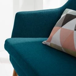 Mørteens Banquette Nicholas II - Bleu pétrole -Meubles de salle à manger Soldes Magasin sofabank nicholas ii webstoff eiche massiv petrol 4851552