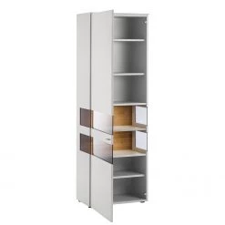 GWINNER Vitrine Anzio - Mat blanc / Chêne de poutre - Butoir à gauche - Avec éclairage -Meubles de salle à manger Soldes Magasin standvitrine anzio mit beleuchtung weiss balkeneiche tueranschlag links 4525684