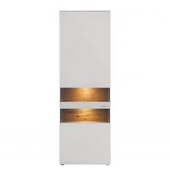 GWINNER Vitrine Anzio - Mat blanc / Chêne de poutre - Butoir à gauche - Avec éclairage -Meubles de salle à manger Soldes Magasin standvitrine anzio mit beleuchtung weiss balkeneiche tueranschlag links 4525700