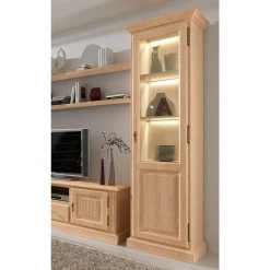 Ridgevalley Vitrine Breddin - Sans éclairage -Meubles de salle à manger Soldes Magasin standvitrine rechtsanschlag pinie massiv 454949