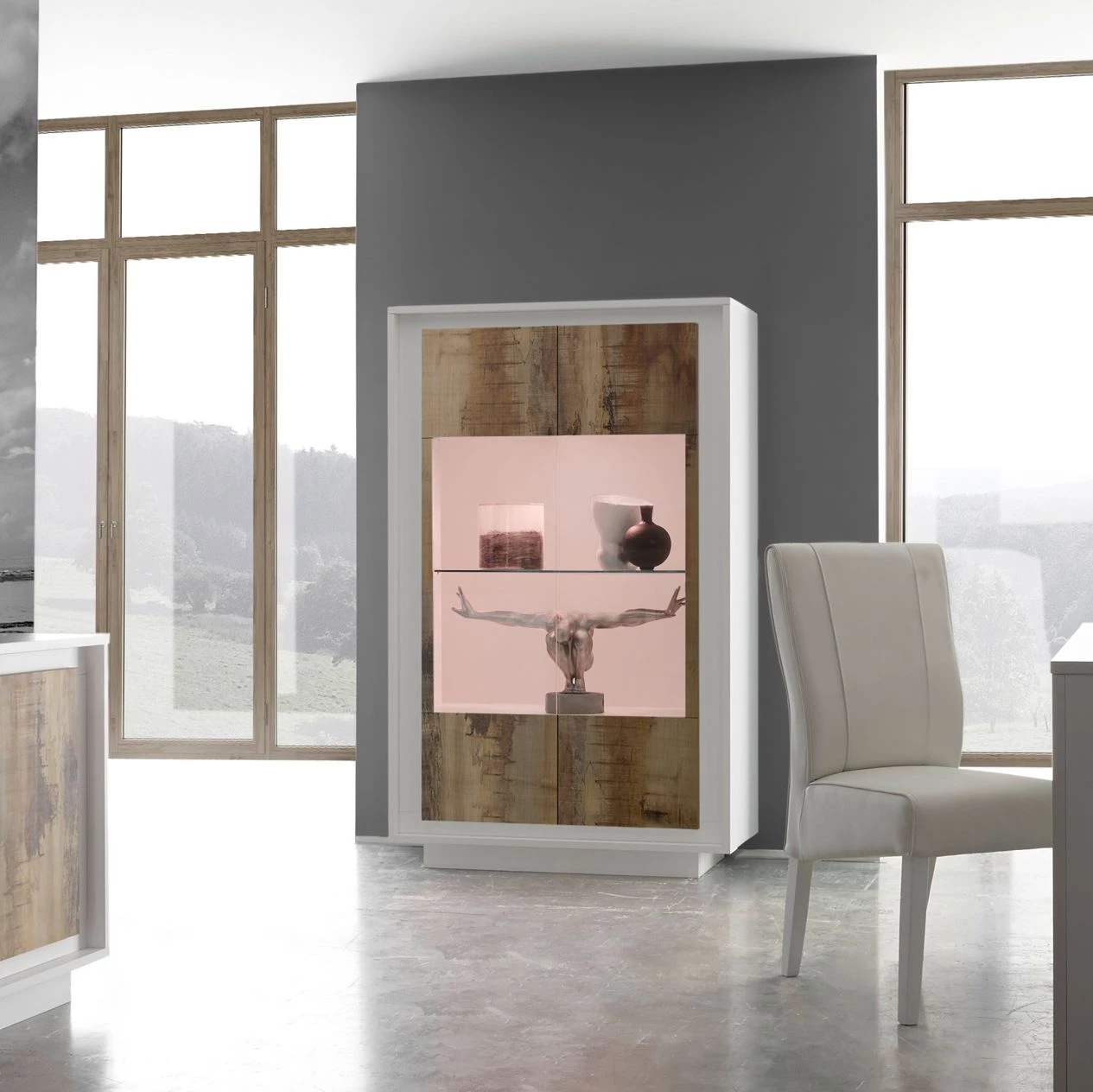 LC Spa Vitrine Forenza - Marron clair / Blanc 3 LC Spa Vitrine Forenza - Marron clair / Blanc – Image 3