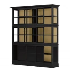 Maison Belfort Vitrine Azjana - Noir / Pin crème -Meubles de salle à manger Soldes Magasin vitrinenschrank azjana pinie teilmassiv schwarz pinie creme 3393037
