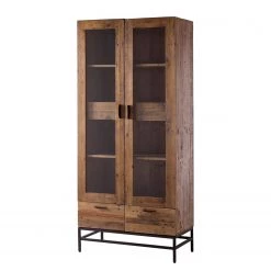 Ars manufacti Armoire vitrine Grasby - Pin recyclé / Métal - Pin foncé / Noir