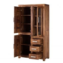 Ars Natura Armoire vitrine Ohio - Sheesham massif -Meubles de salle à manger Soldes Magasin vitrinenschrank ohio sheesham massiv 4203180