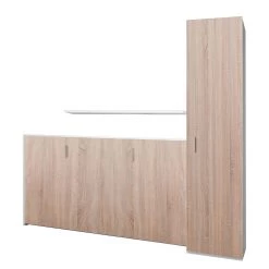 Loftscape Ensemble lit mural Godia II - Blanc / Imitation chêne de Sonoma - Maletas de mousse -Meubles de salle à manger Soldes Magasin wandklappbett kombination godia ii schaumstoffmatratze weiss eiche sonoma dekor 1722870