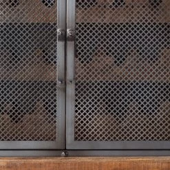 Ars manufacti Armoire à vin Hunter - Manguier massif / Métal - Manguier / Gris bleu -Meubles de salle à manger Soldes Magasin weinschrank hunter mango massiv metall mango blaugrau 4845752