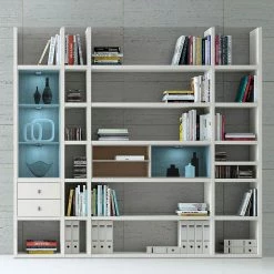 Loftscape Etagère XL Emporior IIl.a - Blanc / Imitation chêne de Sonoma - Avec éclairage -Meubles de salle à manger Soldes Magasin xl regalwand emporior iii a rgb led beleuchtung weiss eiche sonoma dekor 3479961