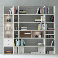 Loftscape Etagère XL Emporior IIl.a - Blanc / Imitation chêne de Sonoma - Avec éclairage -Meubles de salle à manger Soldes Magasin xl regalwand emporior iii a weiss sonoma eiche dekor 289440