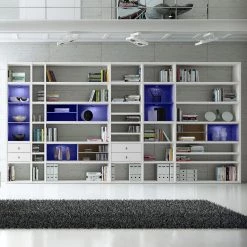 Loftscape Etagère XXL Emporior l.A - Blanc / Imitation chêne de Sonoma - Avec éclairage -Meubles de salle à manger Soldes Magasin xxl regalwand emporior i a rgb led beleuchtung weiss eiche sonoma dekor 3396289