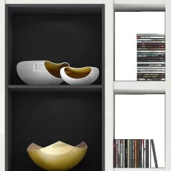 Loftscape Etagère XXL Emporior IV.A - Blanc / Noir - Sans éclairage -Meubles de salle à manger Soldes Magasin xxl regalwand emporior iv a ohne beleuchtung hochglanz weiss schwarz 3479909