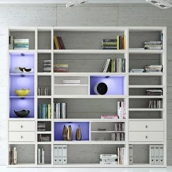Loftscape Etagère XXL Emporior IV.A - Blanc crème - Avec éclairage -Meubles de salle à manger Soldes Magasin xxl regalwand emporior iv a rgb led beleuchtung weiss 3396421