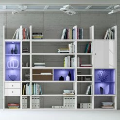 Loftscape Etagère XXL Emporior V.I - Blanc brillant / Blanc - Avec éclairage -Meubles de salle à manger Soldes Magasin xxl regalwand emporior vi rgb led beleuchtung weiss 3397069