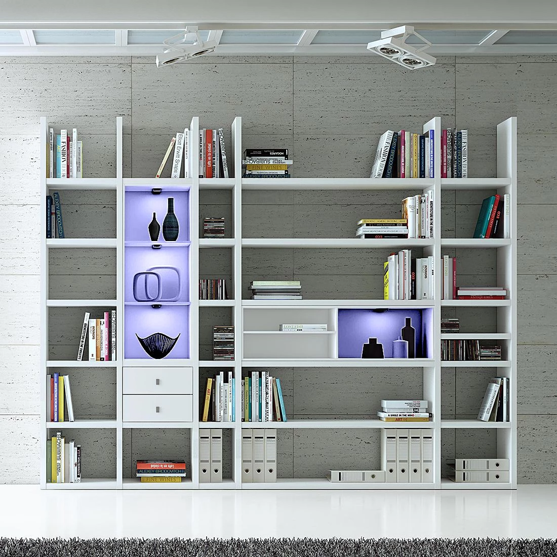 Loftscape Etagère XXL Emporior VII - Blanc - Avec éclairage 3 Loftscape Etagère XXL Emporior VII - Blanc - Avec éclairage – Image 3