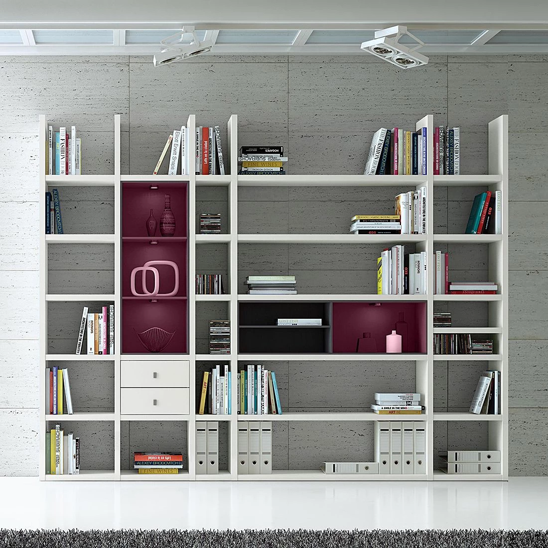 Loftscape Etagère XXL Emporior VII - Blanc / Noir - Avec éclairage 2 Loftscape Etagère XXL Emporior VII - Blanc / Noir - Avec éclairage – Image 2